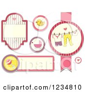 Poster, Art Print Of Pink Baby Girl Labels And Designs