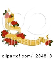 Yellow Corner Ribbon Banner With Red Roses