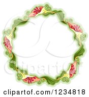 Clipart Of A Round Border Of A Floral Garland Royalty Free Vector Illustration