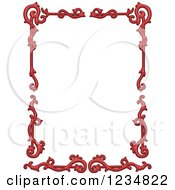 Clipart Of A Vintage Red Floral Frame Royalty Free Vector Illustration