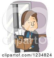 Poster, Art Print Of Sad Fired Caucasian Businessman Carrying His Box Of Office Items
