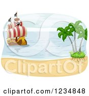 Poster, Art Print Of Beach And Approaching Pirate Ship