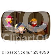 Pirate Kids Under A Ship Deck