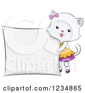 Poster, Art Print Of Cute Female Cat Standing By A Sign