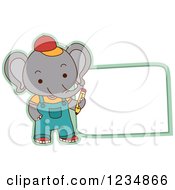 Poster, Art Print Of Cute Elephant Student Standing By A Sign