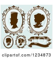 Poster, Art Print Of Brown And Blue Cameo Styled Family Profiles And Banners