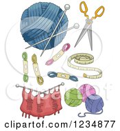 Poster, Art Print Of Knitting Yarn And Accessories