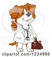 Clipart Of A Happy Veterinarian Dog Holding A Thumb Up Royalty Free Vector Illustration by BNP Design Studio