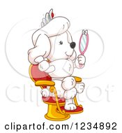 White Poodle Princess Holding A Hand Mirror