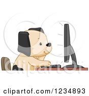 Poster, Art Print Of Puppy Dog Using A Computer