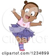 Clipart Of A Happy Black Toddler Girl Dancing Ballet Royalty Free Vector Illustration by BNP Design Studio