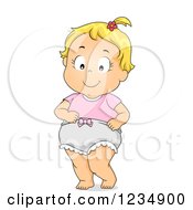 Clipart Of A Happy Blond Caucasian Toddler Girl In Bloomers Royalty Free Vector Illustration