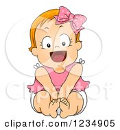 Clipart Of A Happy Red Haired Toddler Girl Sitting Royalty Free Vector Illustration