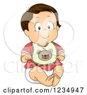 Caucasian Baby Boy Wearing A Bear Bib