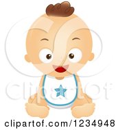 Poster, Art Print Of Happy Baby Boy Sitting In A Bib
