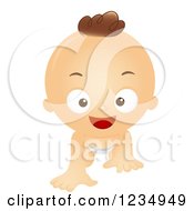 Clipart Of A Happy Baby Boy Crawling Royalty Free Vector Illustration