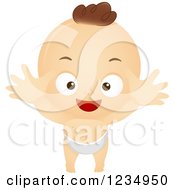Clipart Of A Happy Baby Boy Reaching Up Royalty Free Vector Illustration