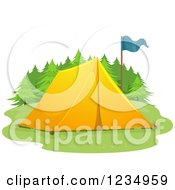 Poster, Art Print Of Yellow Tent And Blue Flag