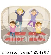 Poster, Art Print Of Happy Family Doing Yoga