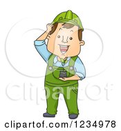 Poster, Art Print Of Caucasian Worker Man Holding A Seedling Plant