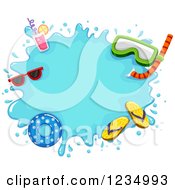 Poster, Art Print Of Water Splash Frame With Summer Items