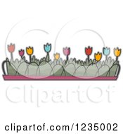 Clipart Of A Tulip Flower Garden Royalty Free Vector Illustration