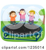 Poster, Art Print Of Happy Children Jumping On A Trampoline