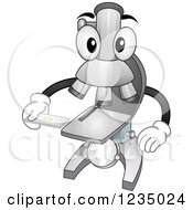 Clipart Of A Microscope Mascot Holding A Specimen Slide Royalty Free Vector Illustration