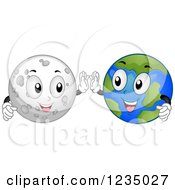 Poster, Art Print Of Moon And Earth Characters Doing A High Five