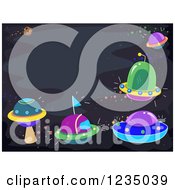 Poster, Art Print Of Border Of Colorful Ufos In Outer Space