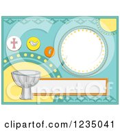 Poster, Art Print Of Baptism Invitation With Icons And Text Space