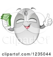 Poster, Art Print Of Computer Mouse Mascot Holding Cash And A Thumb Up