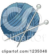 Blue Knitting Yarn Ball