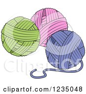 Green Pink And Purple Knitting Yarn Balls