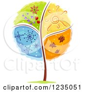 Poster, Art Print Of Tree Divided Into Four Seasons