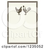 Poster, Art Print Of Vintage Invitation With A Rooster Pair On Beige