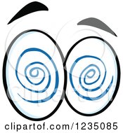 Clipart Of A Pair Of Hypnotized Blue Eyes Royalty Free Vector Illustration by Hit Toon