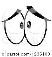 Clipart Of A Pair Of Sad Black And White Eyes Royalty Free Vector Illustration