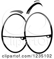 Clipart Of A Pair Of Suspicious Black And White Eyes Royalty Free Vector Illustration