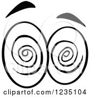 Clipart Of A Pair Of Hypnotized Black And White Eyes Royalty Free Vector Illustration