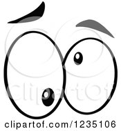 Clipart Of A Pair Of Crazy Black And White Eyes Royalty Free Vector Illustration