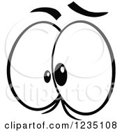Clipart Of A Pair Of Insane Black And White Eyes Royalty Free Vector Illustration