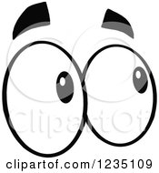 Clipart Of A Pair Of Looking Black And White Eyes Royalty Free Vector Illustration