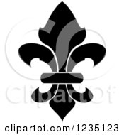 Clipart Of A Black And White Lily Fleur De Lis 7 Royalty Free Vector Illustration