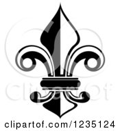 Clipart Of A Black And White Lily Fleur De Lis 6 Royalty Free Vector Illustration