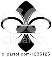 Clipart Of A Black And White Lily Fleur De Lis 4 Royalty Free Vector Illustration