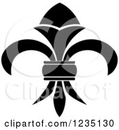 Clipart Of A Black And White Lily Fleur De Lis 2 Royalty Free Vector Illustration