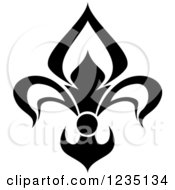 Clipart Of A Black And White Lily Fleur De Lis 9 Royalty Free Vector Illustration