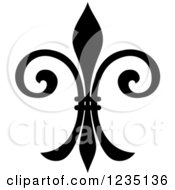 Clipart Of A Black And White Lily Fleur De Lis 18 Royalty Free Vector Illustration
