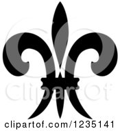 Clipart Of A Black And White Lily Fleur De Lis 15 Royalty Free Vector Illustration
